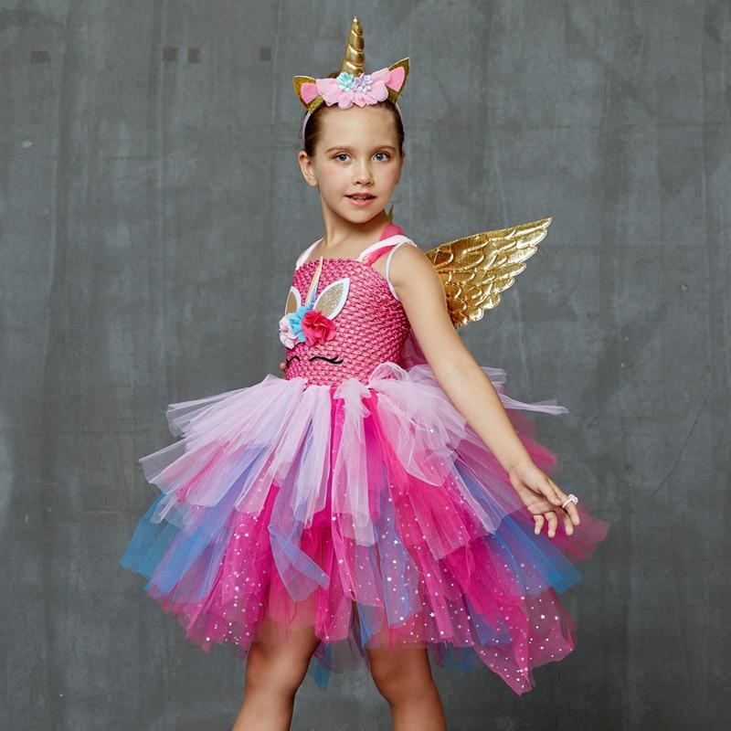Clundoo Deguisement Licorne Fille Princess Enfant, Jupe tutu