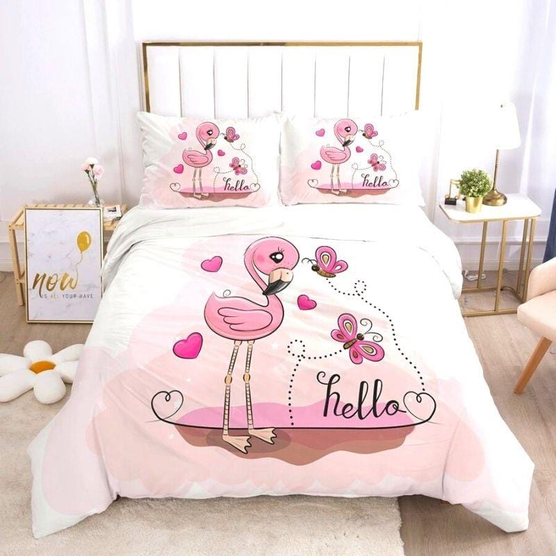 Housse-de-Couette-fille-flamant-rose