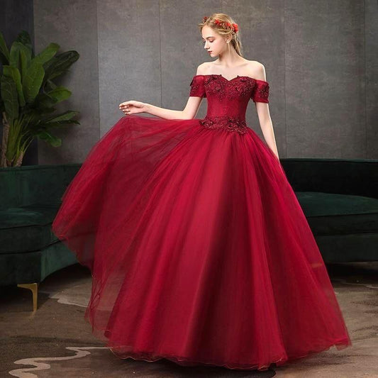 Vestido Princesa Rojo Burdeos