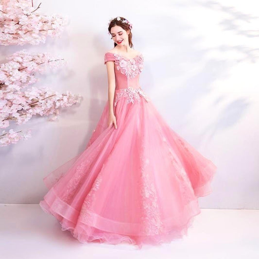 Vestido de princesa rosa para mujer