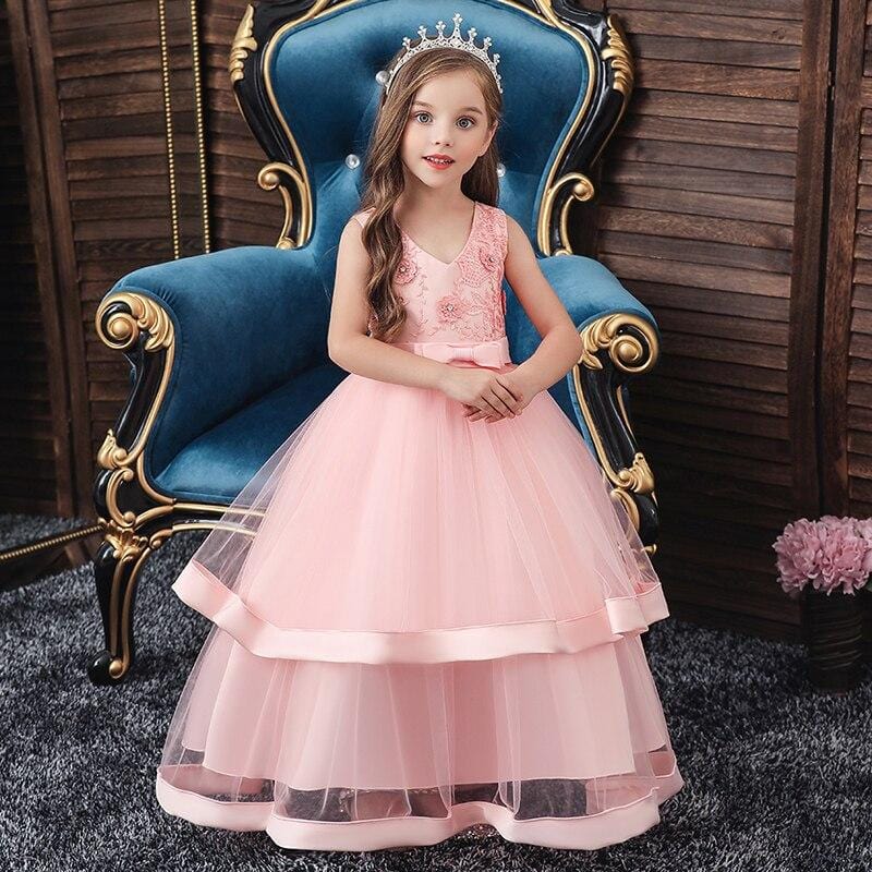 Robe Princesse Fille Rose Bal