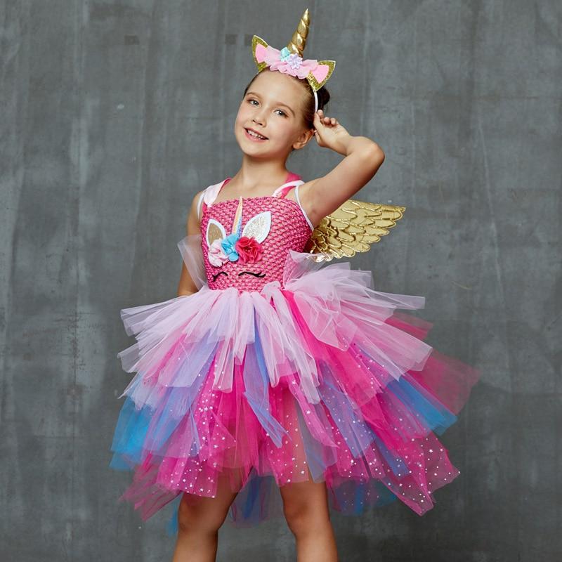 Clundoo Deguisement Licorne Fille Princess Enfant, Jupe tutu
