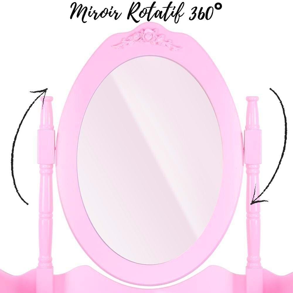 miroir rose coiffeuse