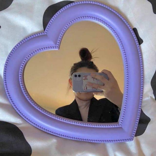 miroir coeur violet