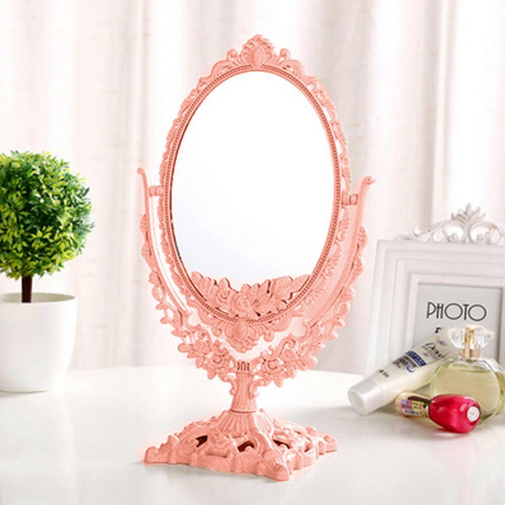 miroir sur pied baroque rose