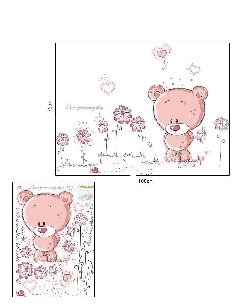 Stickers Ourson Fille Rose