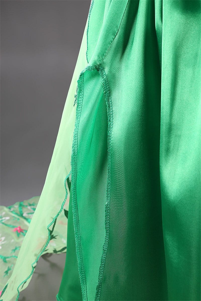 Robe Princesse Longue à Fleurs Verte