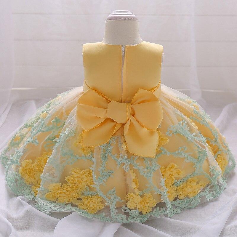 robe bébé jaune fleur