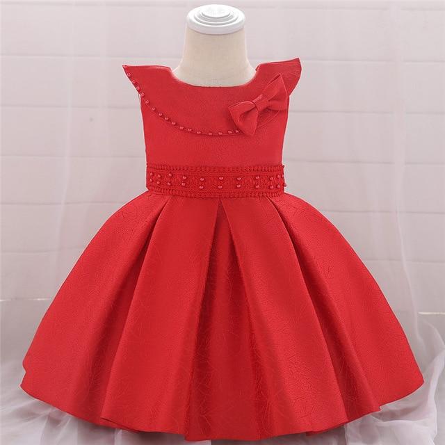 robe bébé rouge epaule montante