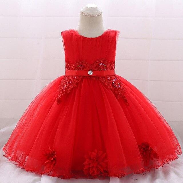 robe bébé tulle rouge