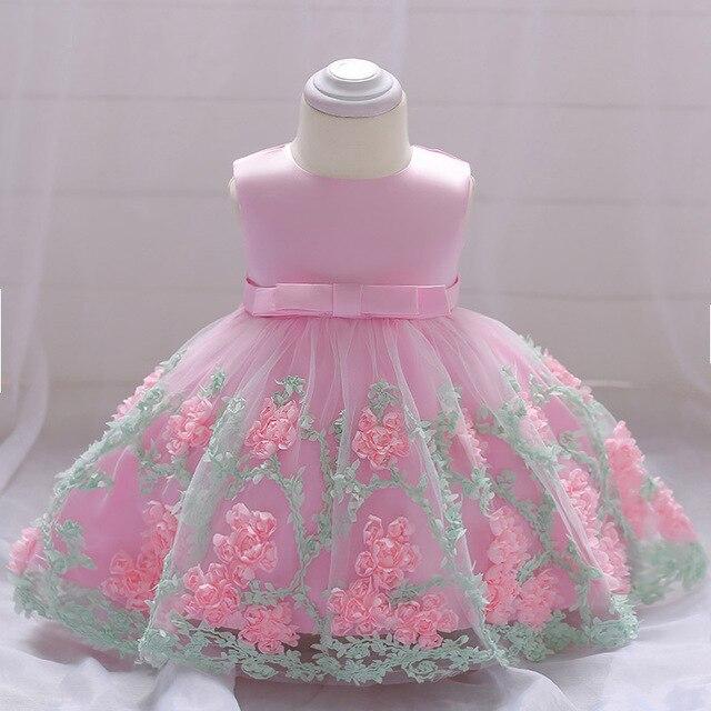 robe fleurs rose bébé