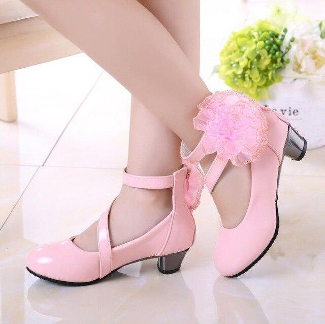 chaussure talon fleurs rose fille