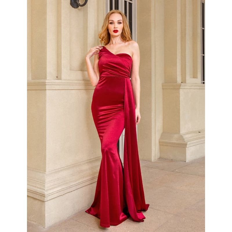 Robe de Soirée Asymétrique en Satin à Une Épaule