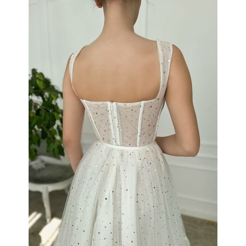 Robe de Soirée de Mariage Courte en Tulle Blanc