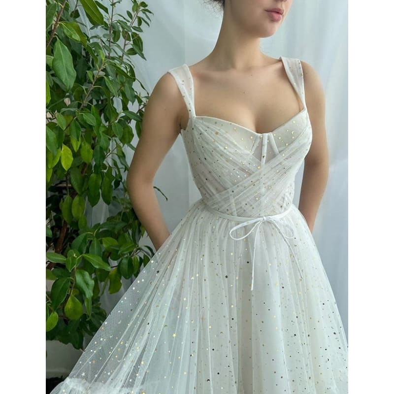 Robe de Soirée de Mariage Courte en Tulle Blanc