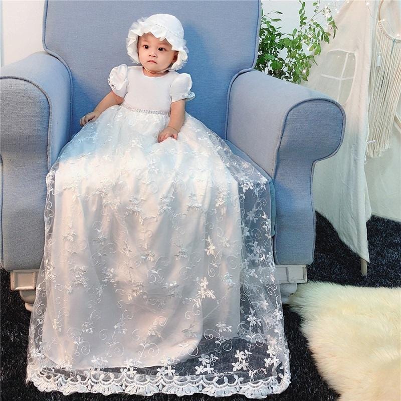 Robe Princesse Bébé Baptême Extra Longue