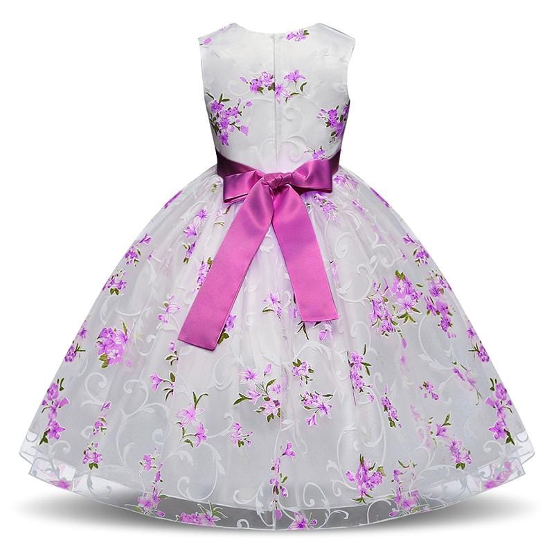 Robe Princesse Blanche fleurs violette