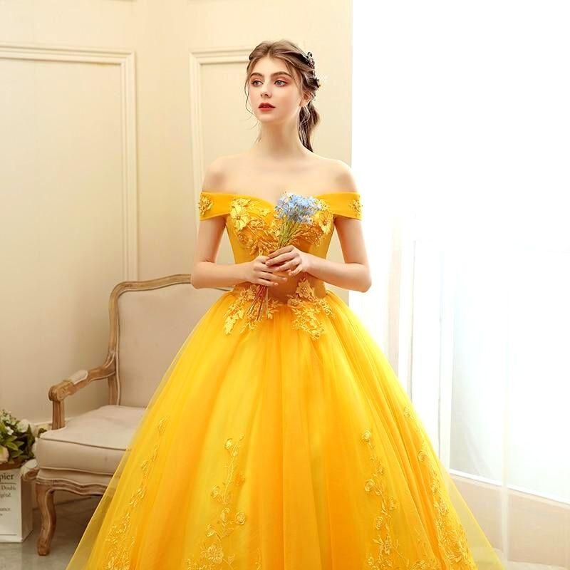 Gelbes Erwachsenen-Prinzessin-Kleid