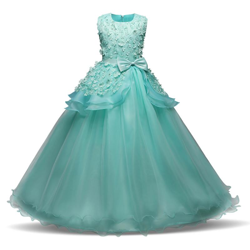 Türkis-kleines Mädchen-Hochzeits-Prinzessin-Kleid