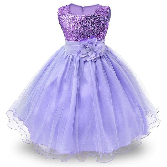 Lila Pailletten-Prinzessin-Kleid