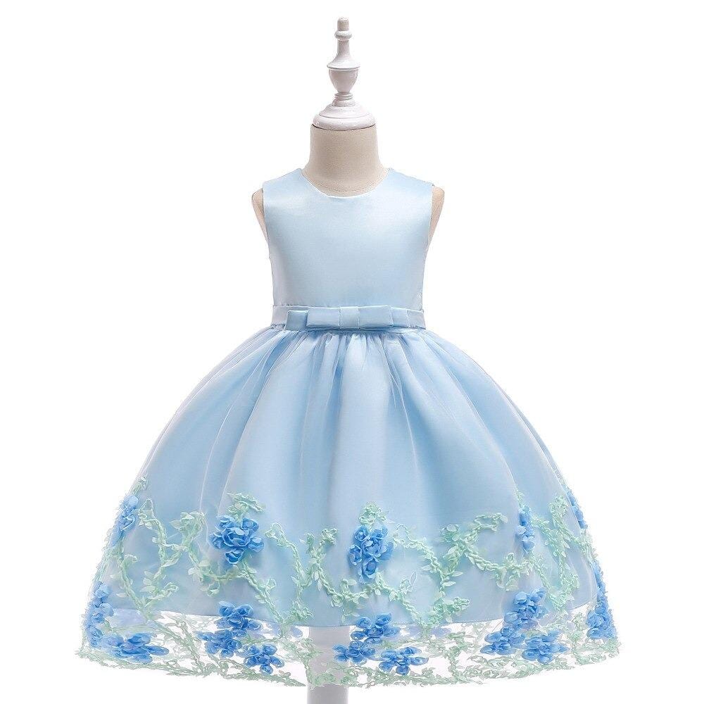 robe de princese pour bébé a fleurs bleu