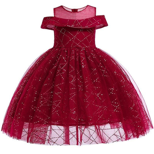 robe de princesse pour fille pailletées rouge