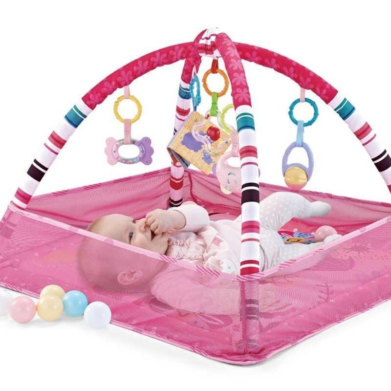 tapis d'éveil avec arche bébé rose